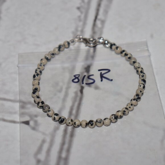 Dalmatian Jasper Beaded Bracelet | 7.5" | Silver Clasp | Natural Stone | NWoT - Picture 2 of 5